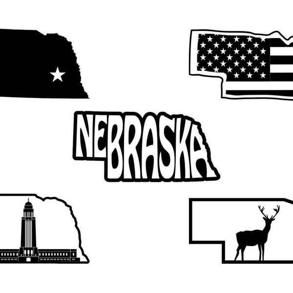 Nebraska State Outline Themed SVG Bundle - Laser Files Cricut - Multiple Formats - Key Chains Stickers
