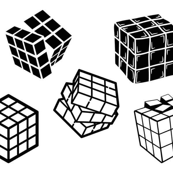 Rubiks Cube Black and White SVG PNG Bundle - Designs - Laser Files - Keychains Stickers Crafting Rubik's