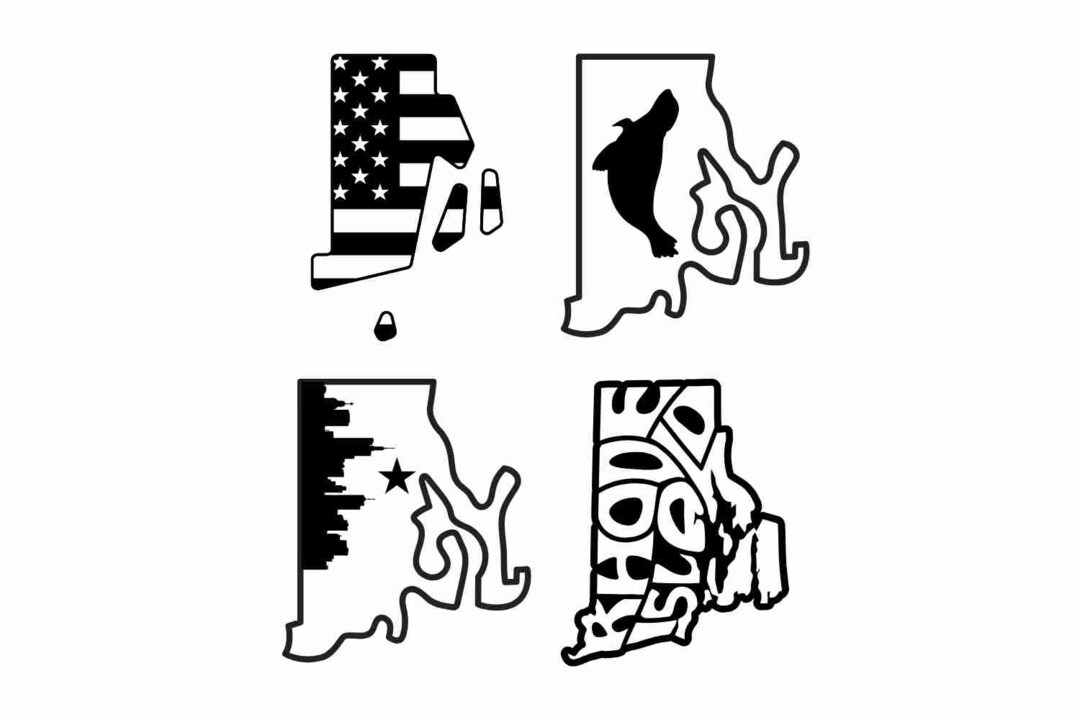 Rhode Island State Outline Themed SVG PNG Bundle Laser Files Cricut
