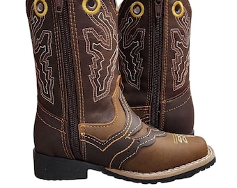 Genuine Leather Boots, Cowboy Boots, Kids Cowboy Boots, Western Boots, Party Boots, Embroidered Boots, Kids Square Toe, marron colored boots