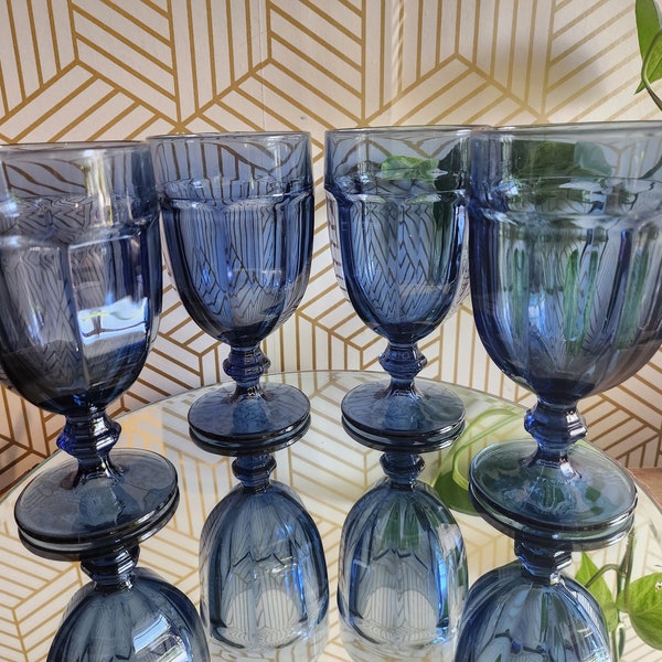 Vintage Libbey Duratuff Gibralter Dusky Blue Ice Tea Water Goblets