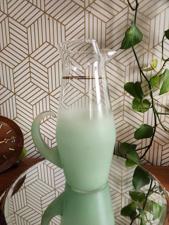 Blendo Mint Green Pitcher by West Virginia Glass Specialty 1955