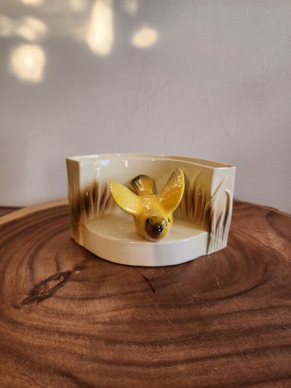 Vintage Small Yellow Bird Ceramic Planter / Bud Vase