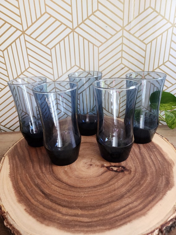 Set of 5 Vintage Libbey Apollo Blue Glasses