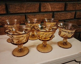 Vintage Fostoria Jamestown Honey/Amber Champagne Sherbert Glasses