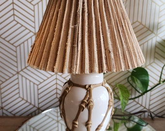 Lampada da scrivania vintage in ceramica di bambù finto Palm Beach Regency Vanity Boho Chic