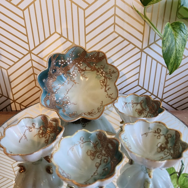 Vintage Hand Painted Nippon Berry Bowl Set 5pc