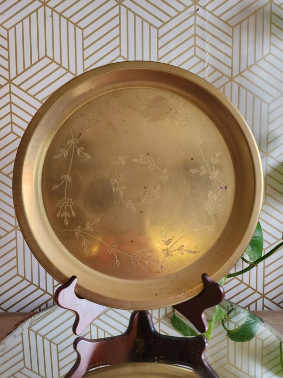 Princess House Heritage 12" Round Brass Serving Tray #309