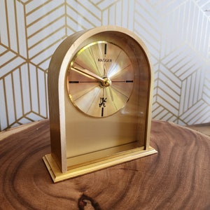 Vintage Kruger Arched Top Brass Desk Mantel Clock