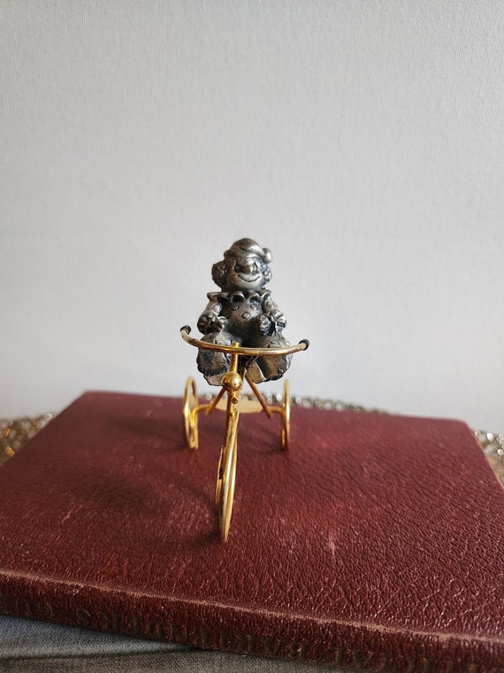 George Good Clown Figurine Vintage Pewter Clown on Tricycle