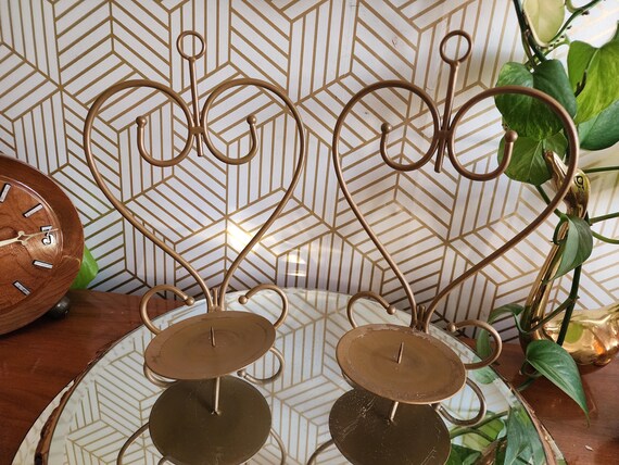 Vintage Pair of Homeco Gold Wall Candle Sconces