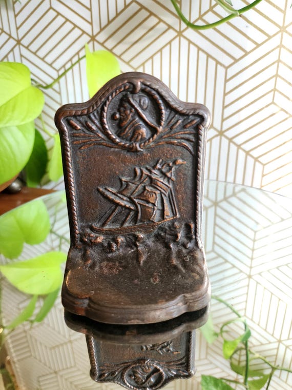 Antique Bradley & Hubbard Cast Iron Nautical Book End with Clipper Ship and Captain Embossed