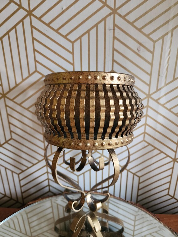 Vintage Gold Metal Wall Pocket/Planter