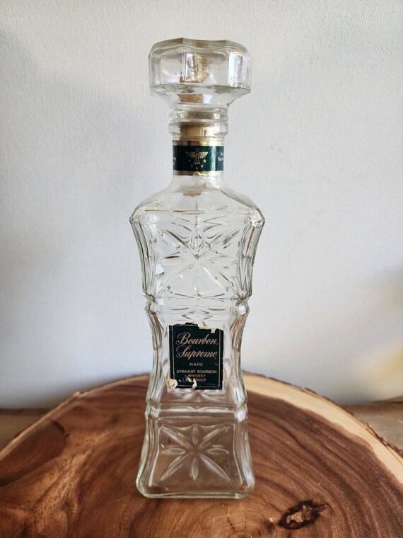 Vintage Bourbon Supreme Rare Straight Bourbon Whiskey Square Glass Decanter