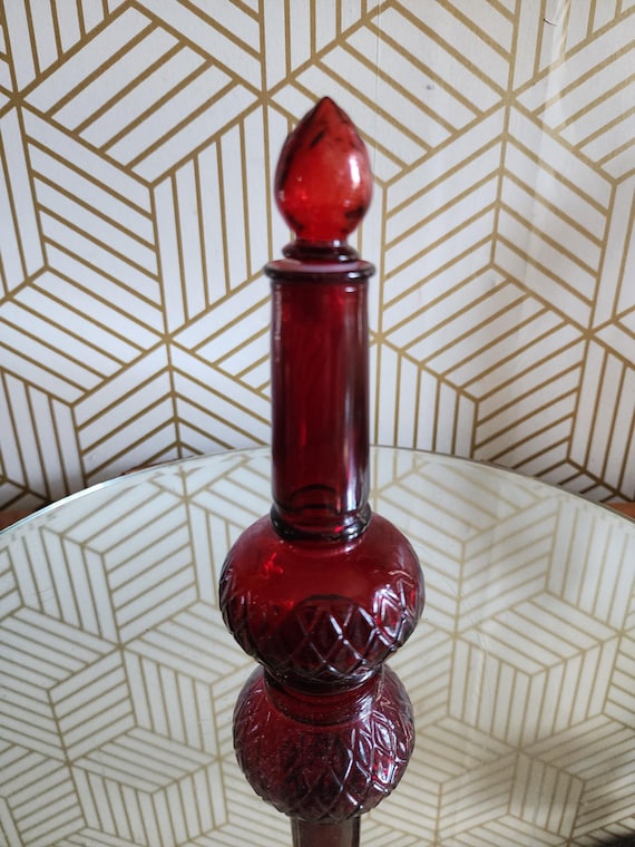 Vintage Avon Wild Rose Cologne Ruby Red Candle Shaped Perfume Bottle Genie Bottle