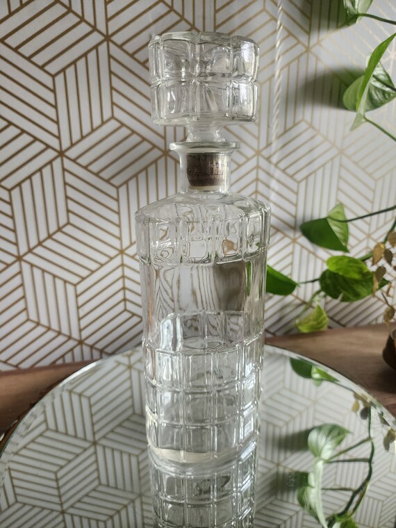 Vintage 11.5" Clear Glass Oval Cylindrical Decanter