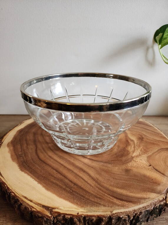 Vintage Silver Plated Cut Crystal Serving Bowl
