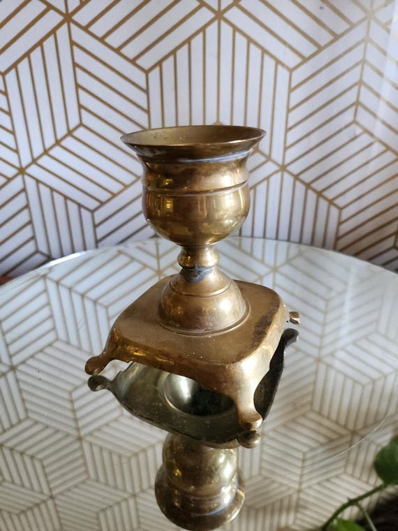 Vintage Brass Footed Candlestick Holder