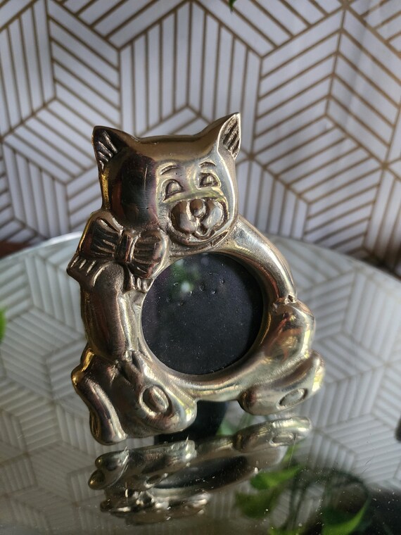 Vintage Brass Hallmark Cat Photo Picture Frame