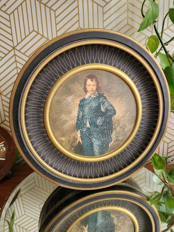 Vintage Blue Boy Sunshine Biscuits Round Tin 12" Guildcraft