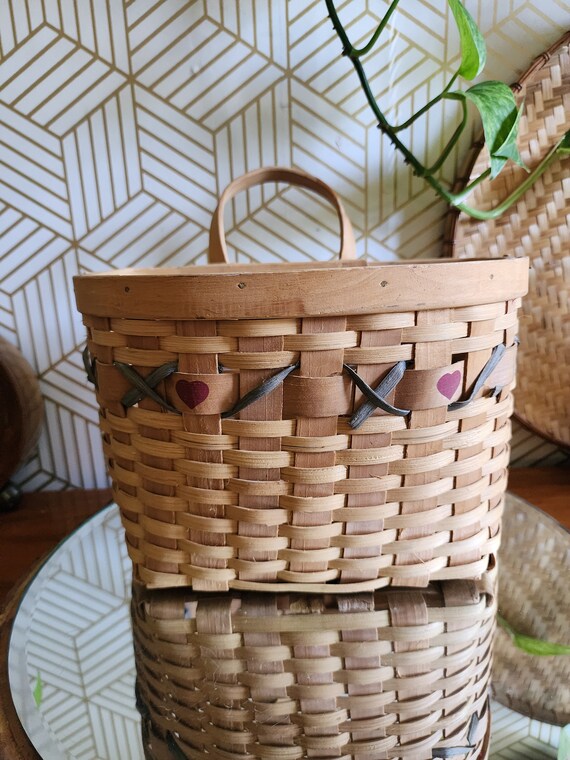 Vintage Decorative Woven Bamboo Mail Basket With Handle
