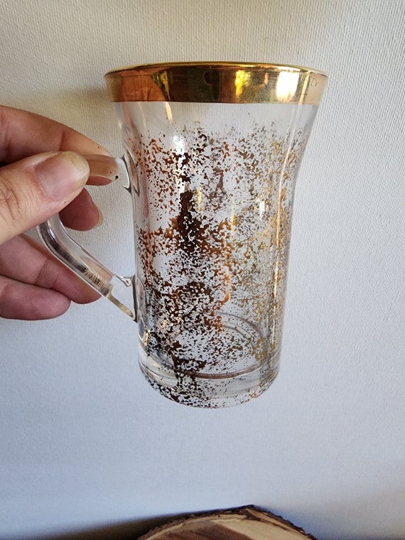 Vintage Lavorato a Mano Italian 24k Gold Handled Barware Glasses Set of 6