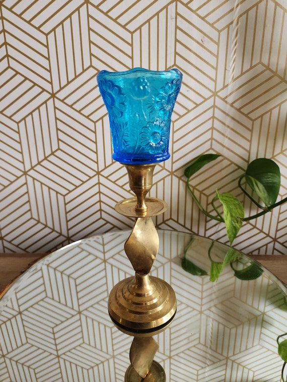 Vintage Blue Daisy Homeco Votive Candle Holders - Buy 5 Get 1 Free