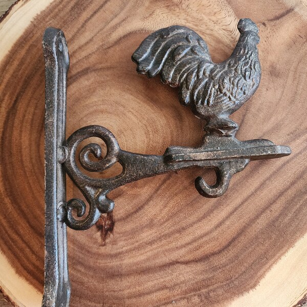 Vintage Cast Iron Rooster Wall Hanger Plant Hook