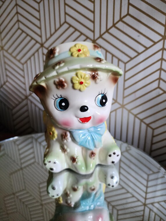 Adorable Vintage Ceramic Ardco Puppy Kitschy Planter Anthropomorphic - Excellent Condition