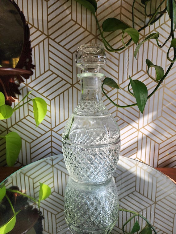Vintage Diamond Pattern Crown Royal Decanter, by Anchor Hocking.