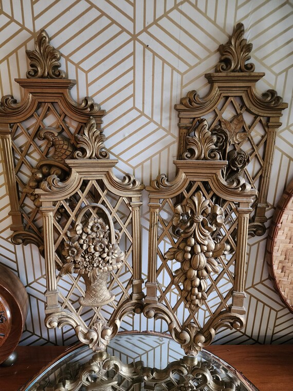 Vintage Dart Syroco Hollywood Regency Ornate Gold Four Seasons Wall Plaques Set Of 4