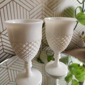 Westmoreland English Hobnail Milk Glass 6 Water Goblet 8 oz. Round Foot Vintage image 2