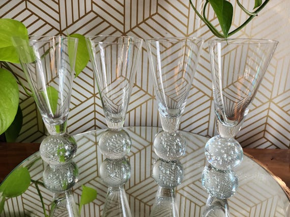 Set of 4 Vintage Italian Controlled Bubble Cocktail Glasses