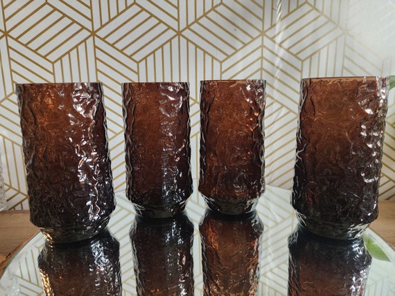 Set of 4 Vintage Lenox Crystal Impromptu Brown Iced Tea MCM Glasses 315249