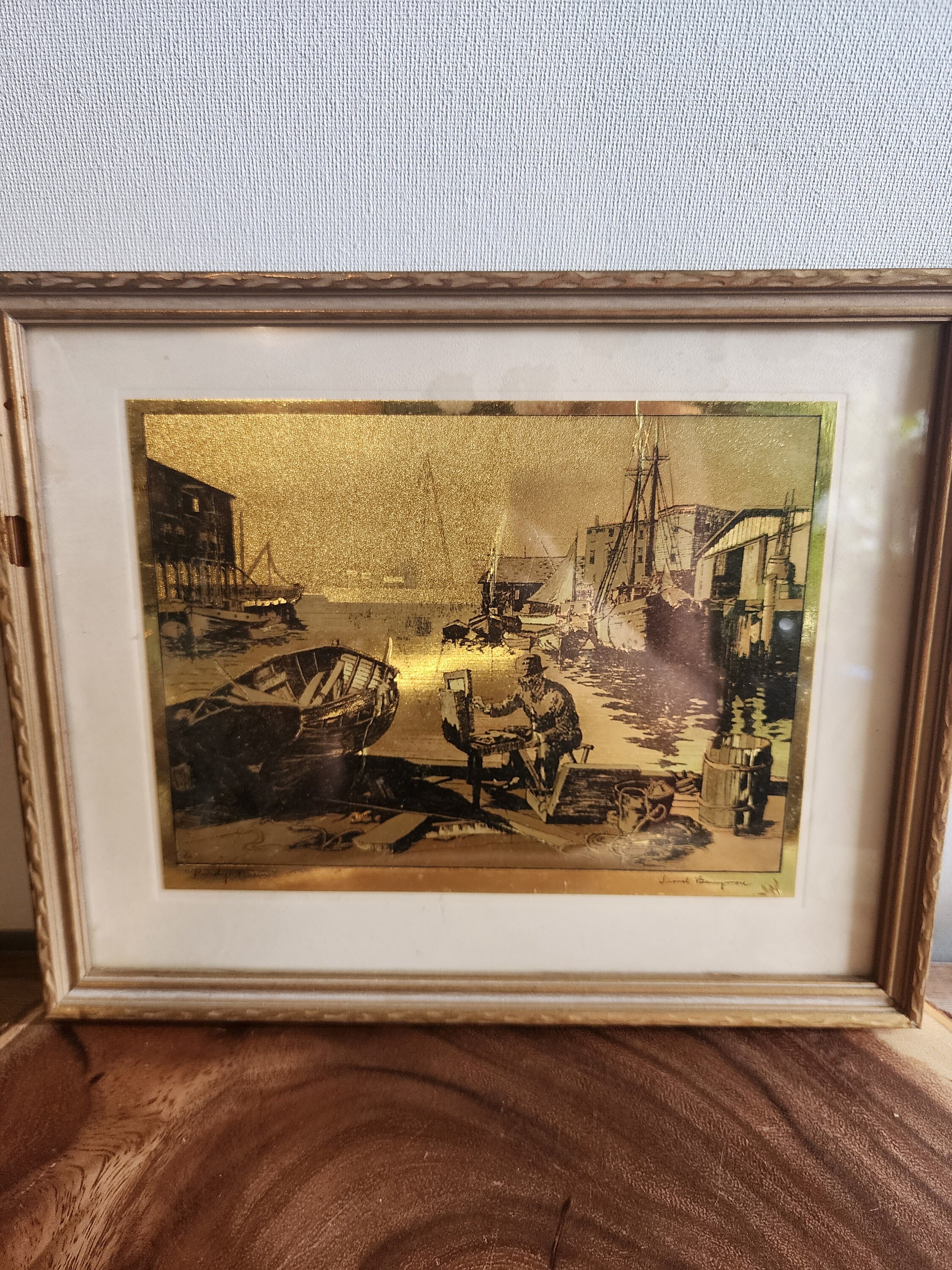 Vintage Lionel Barrymore Gold Foil Etch Pictures Set 1970s Framed and