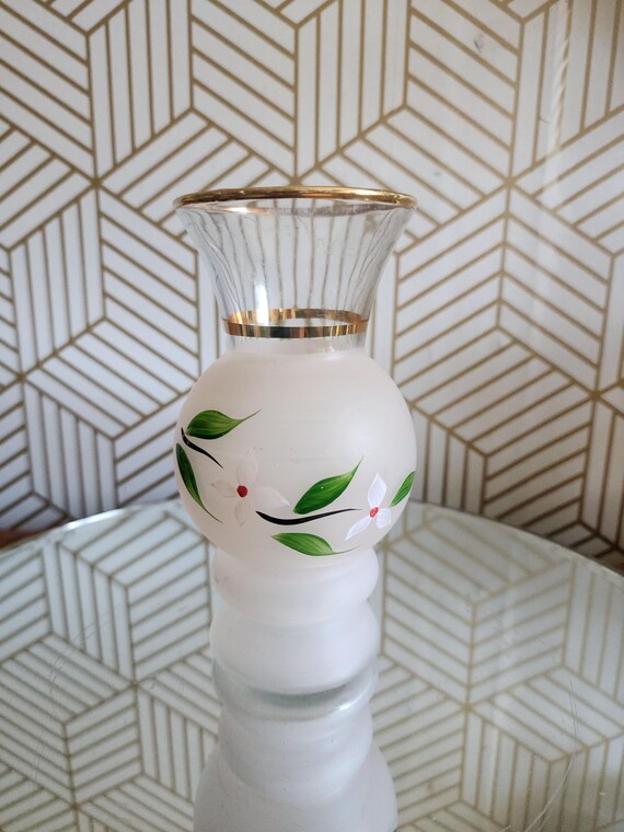 Vintage 1950’s Bartlett Collins Hand Painted Light Pink Frosted Bottom Vases