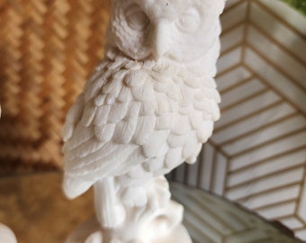 Vintage Italian Salt Stone Carved Owl 6"