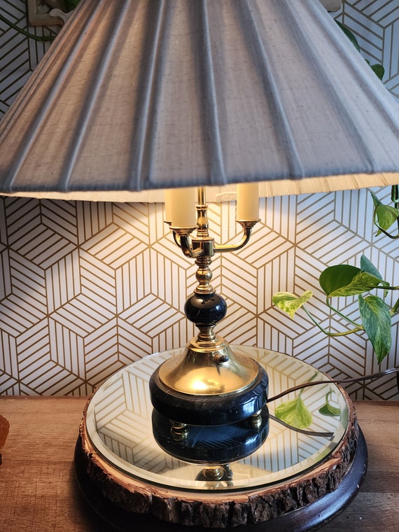 Vintage Brass and Marble Bouillotte Lamp 22"