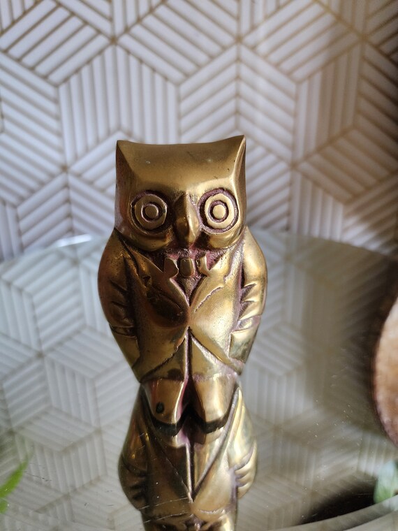 Vintage Brass Owl in Tuxedo