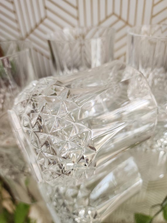 Vintage Set of 4 Cristal D'Arques Durand Longchamp Clear Lead Crystal Doyble Old Fashioned/Whiskey Glasses