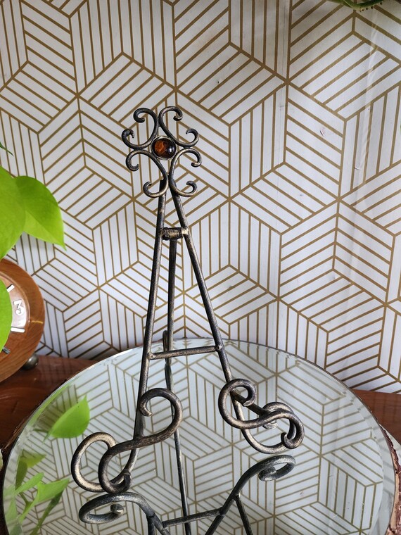 Vintage Gold and Black Metal Tabletop Easel