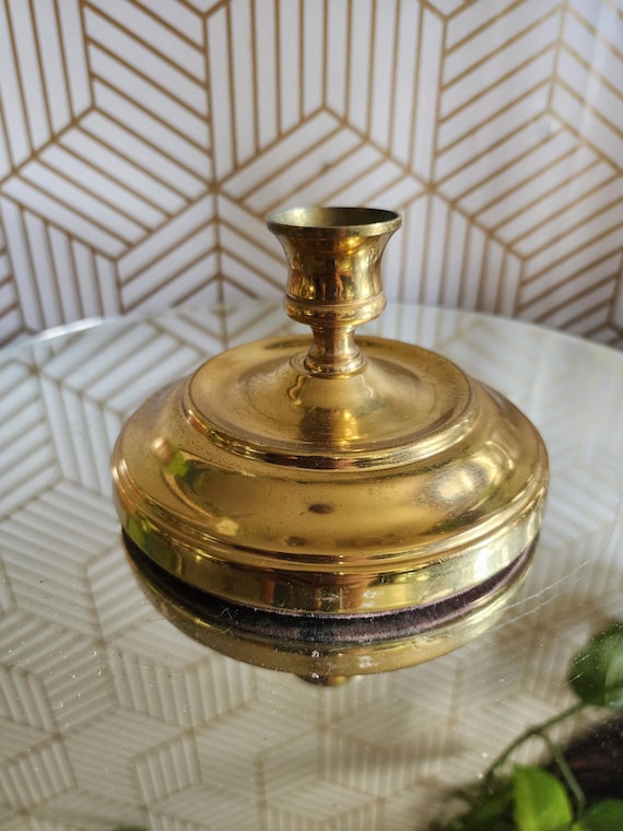 Vintage Brass Round Candlestick Holder