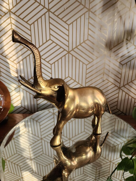 Vintage Solid Brass Elephant 9"