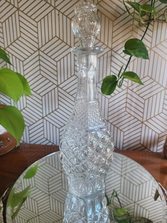 Anchor Hocking Crystal Decanter Wexford Clear Pattern 14.5" Tall