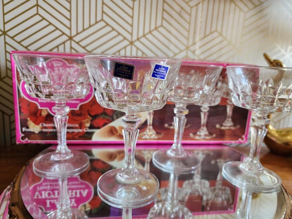 Vintage Lady Victoria Crystal Champagne Glasses - Made in France