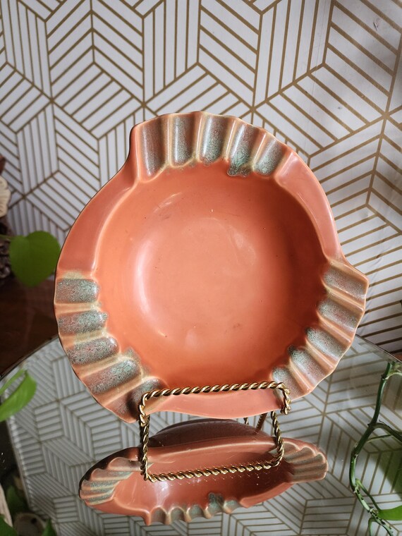 Vintage Midcentury Haegar Orange Ceramic Ashtray