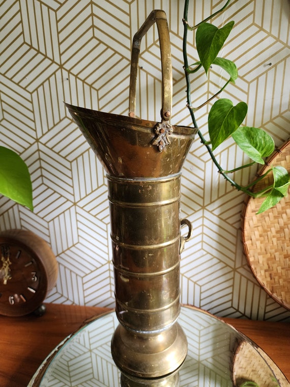 Vintage Umbrella Stand Brass Copper Coal Scuttle Lip
