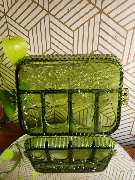 Vintage Indiana Glass Avacado 5-Part Relish Tray
