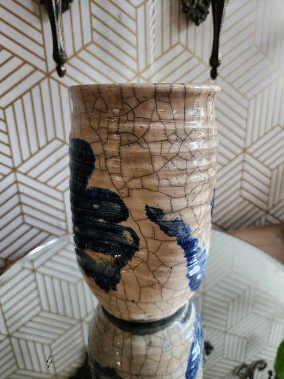 Vintage Studio Pottery Crinkle Vase