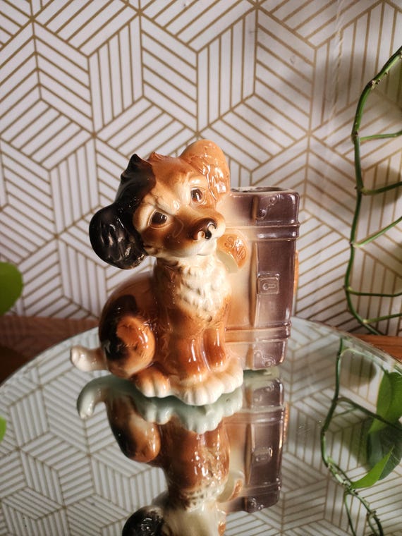 Vintage Royal Copley Puppy "Skip" Planter Holder Vase